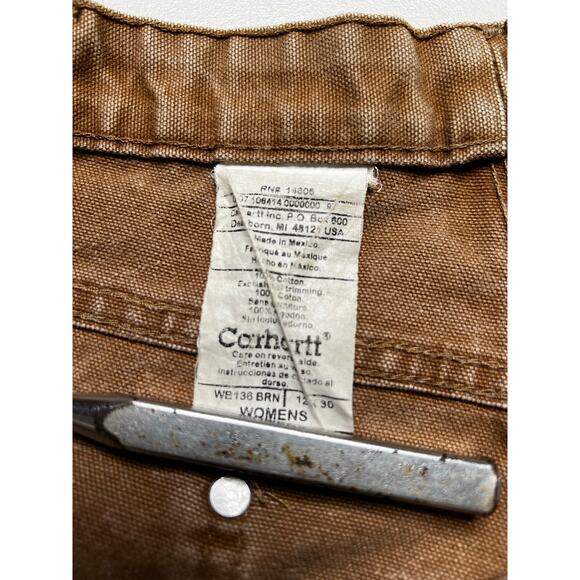 Vintage Carhartt Women’s WB136 BRN Easy Fit Double Knee Carpenter Work 12x30 Y2K - Picture 8 of 9